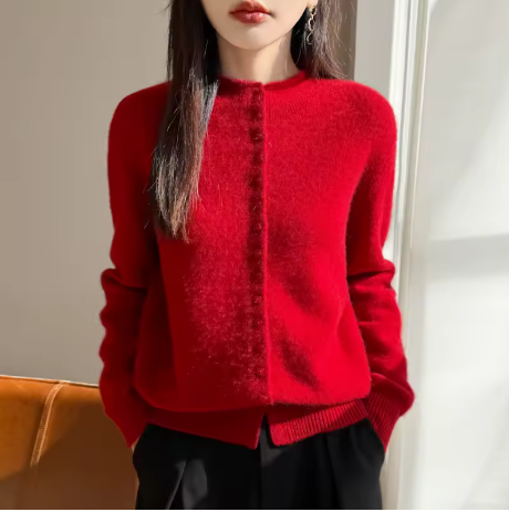 Cárdigan suave de punto - Rojo